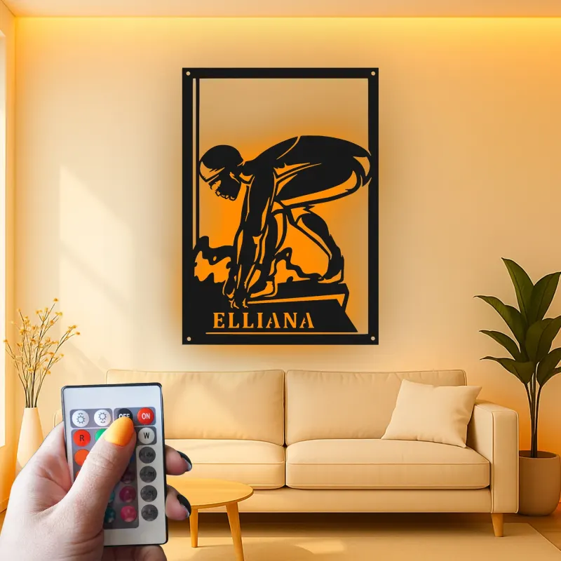 Cartel de metal LED de bloque de salida de nadador personalizado, regalo para atletas, decoración de sala de deportes