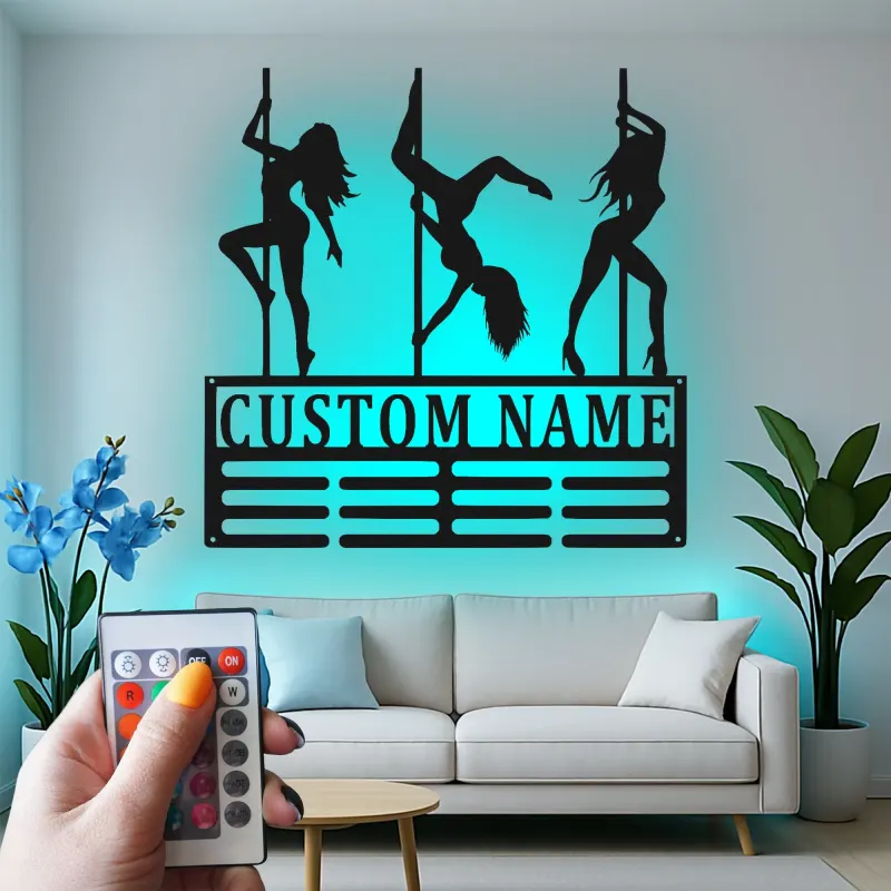 Cartel de Baile en Barra Personalizado | Silueta de Bailarina LED Arte de Pared | Regalo Personalizado para Estudio o Cueva de Hombre