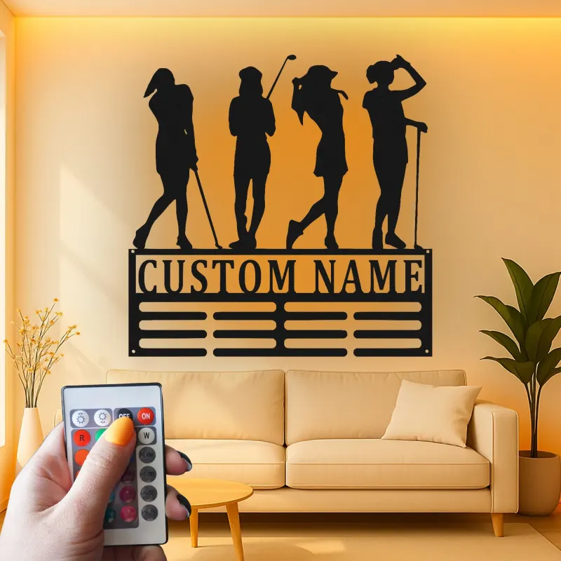 Custom Women's Golf Sign with LED | Personalized Metal Wall Art for Her | Golf Team Gift & Clubhouse Decor