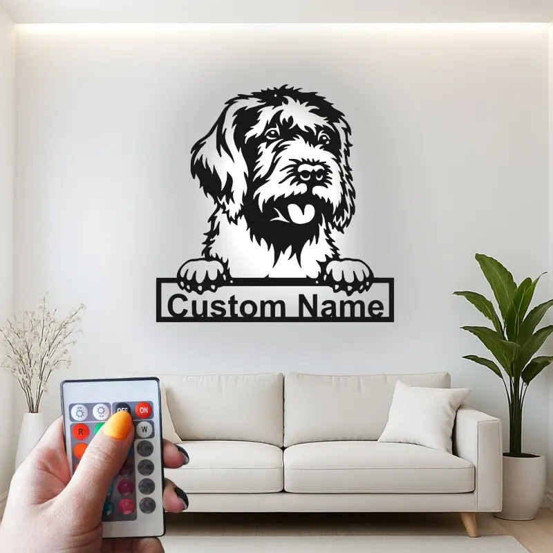Décoration murale en métal LED personnalisée de chien de berger - Cadeau pour amoureux des chiens