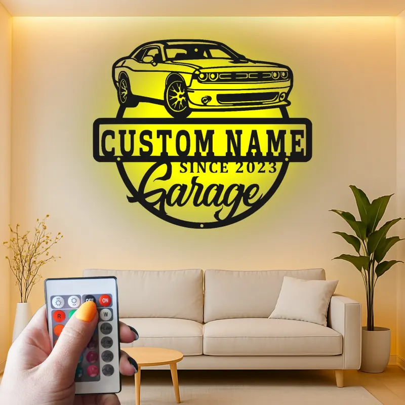 Custom Muscle Car Metal Sign | Personalized LED Garage Decor | Man Cave Wall Art | Gift for Car Enthusiast
