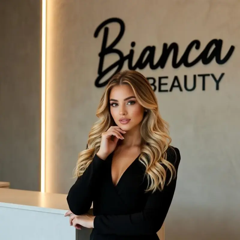 Custom 3D Acrylic Business Sign | Glossy Black Salon Wall Branding | Modern Professional Interiors