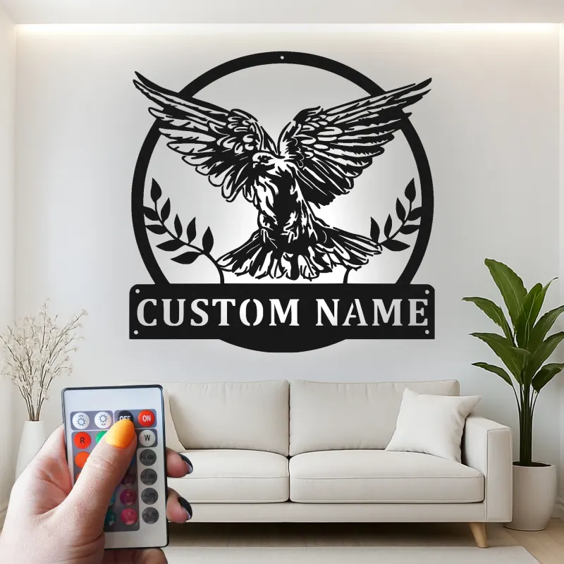 Custom Eagle Led Light Metal Wall Art Personalized Gift for Nature Lovers Living Room or Office Decor