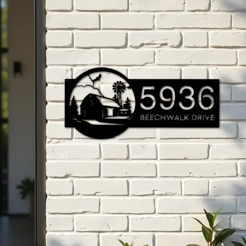 Custom Metal Farmhouse ranch Metal Address Sign, House number, Outdoor Number Signage, Yard Sign Address Plate