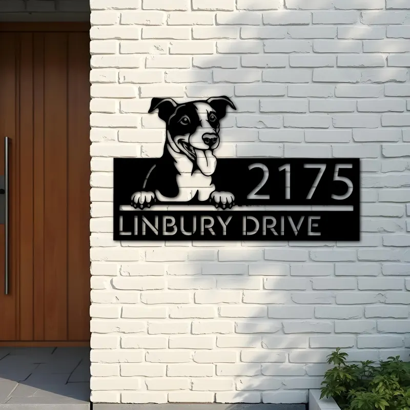 Custom Metal Jack Russell Terrier dog Puppy Metal Address Sign House number Hanging Address Plaque Yard Sign Outdoor decor