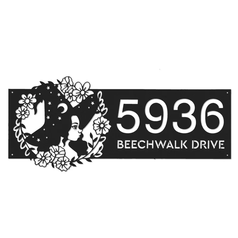 Custom Metal Cute witch floral Halloween Metal Address Sign, House number, Outdoor Number Signage, Yard Sign Address Plate