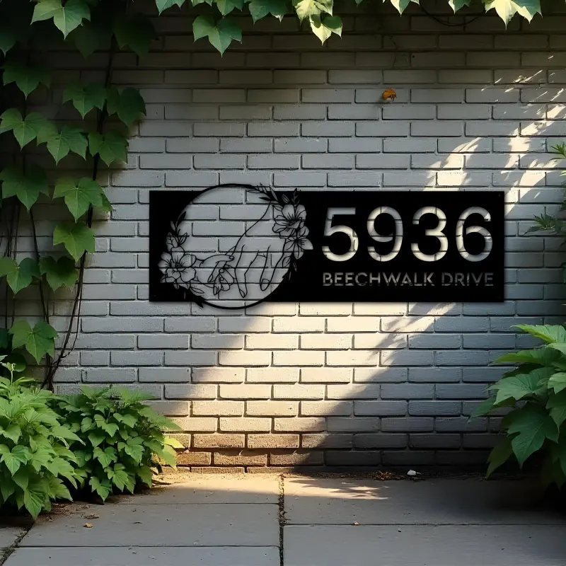 Custom Metal Mother hold children 39 s hand Mom and baby Metal Address Sign House number Hanging Address Plaque Yard Sign Outdoor