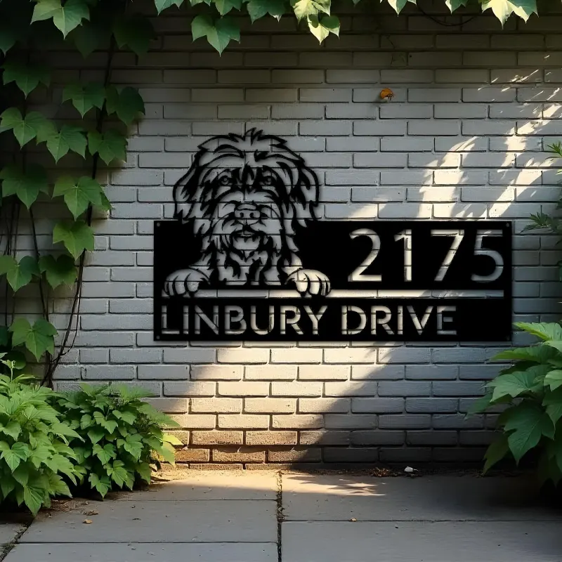 Custom Metal Wirehaired pointing griffon dog Metal Address Sign House number Hanging Address Plaque Yard Sign Outdoor decor