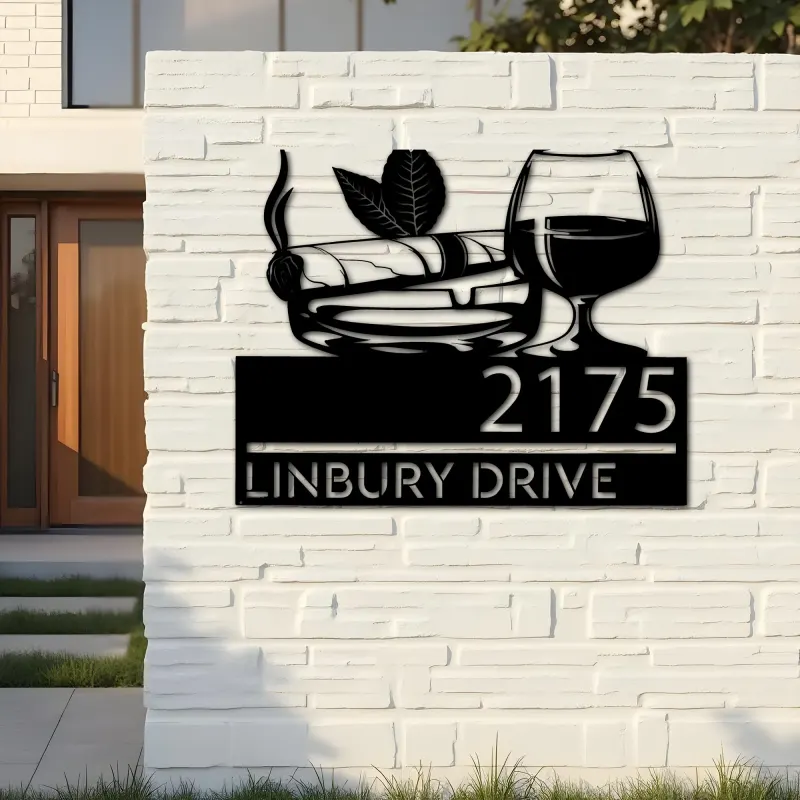 Custom Metal Gentlemen Club bar Metal Address Sign, House number, Outdoor Number Signage, Yard Sign Address Plate