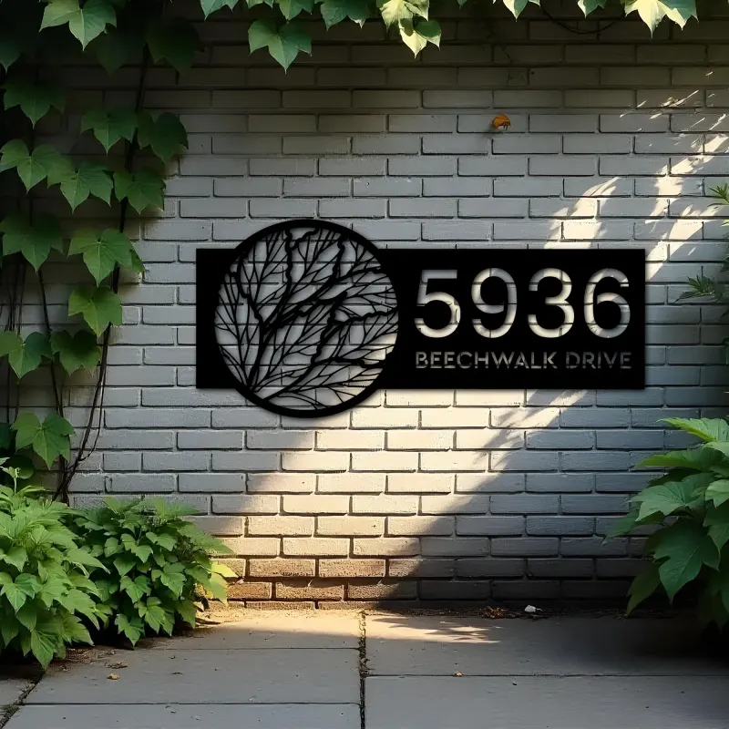 Custom Metal Leaves Metal Address Sign Custom Hanging Address Plaque House number Yard Sign Outdoor Sign
