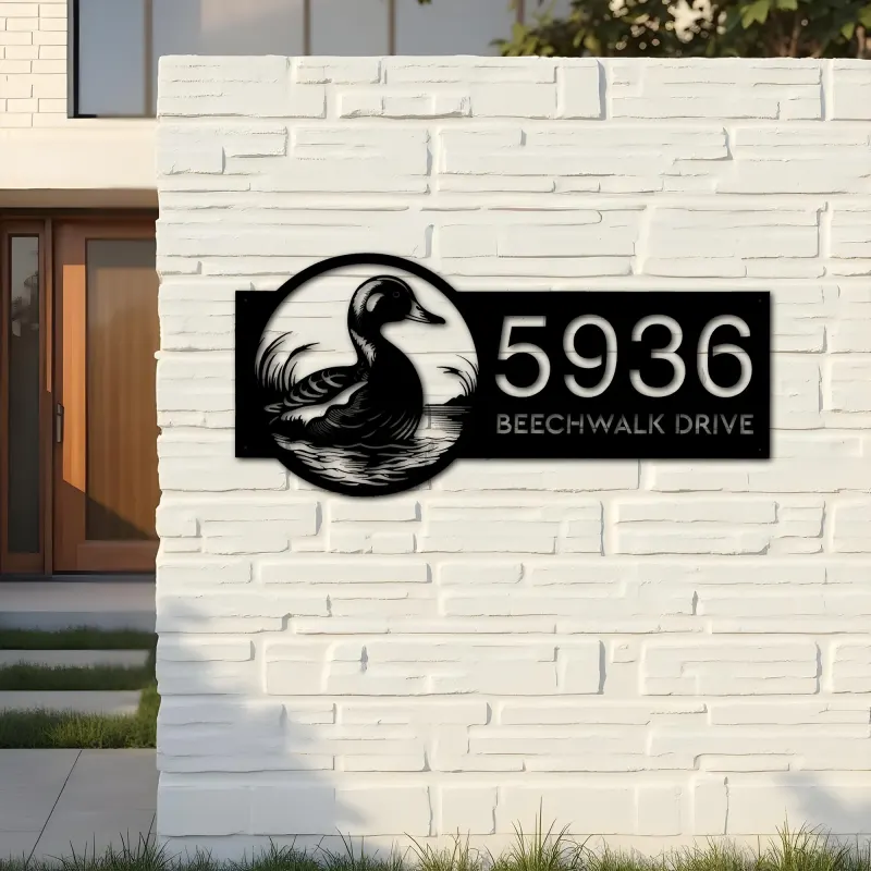 Custom Metal Duck Metal Address Sign Custom Hanging Address Plaque House number Yard Sign Outdoor Sign