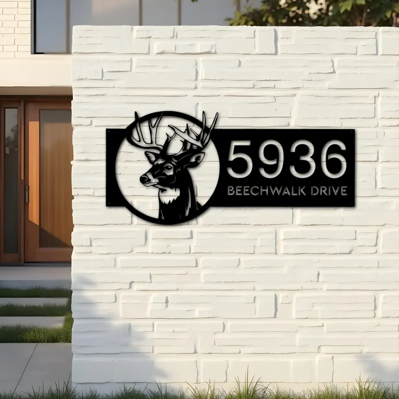 Custom Metal Deer head Metal Address Sign, House number, Outdoor Number Signage, Yard Sign Address Plate