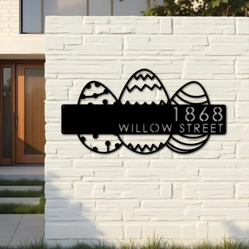 Custom Metal Easter eggs Metal Address Sign, House number, Outdoor Number Signage, Yard Sign Address Plate