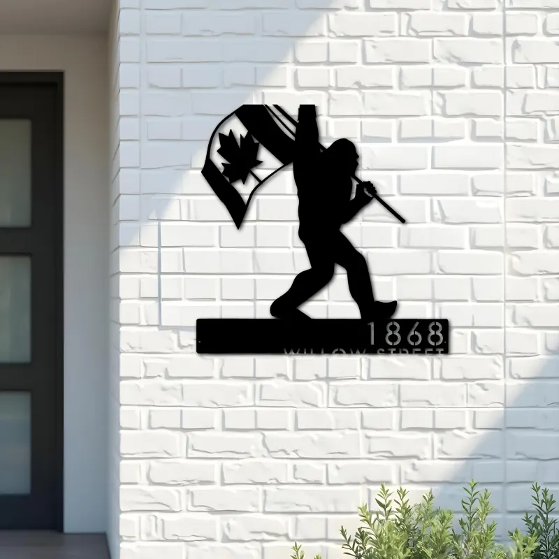 Custom Metal Bigfoot Sasquatch With Canada Flag Metal Address Sign Custom Hanging Address Plaque Yard Sign Outdoor Sign
