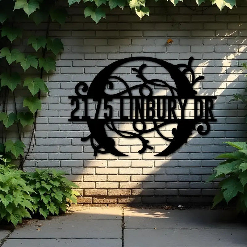 Custom Metal Floral Monogram Split Letter O Metal Address Sign House number Hanging Address Plaque Yard Sign Outdoor decor