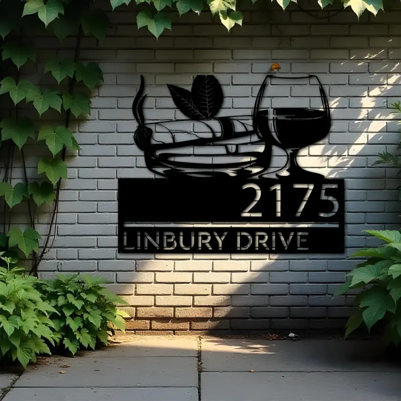 Custom Metal Gentlemen Club bar Metal Address Sign, House number, Outdoor Number Signage, Yard Sign Address Plate