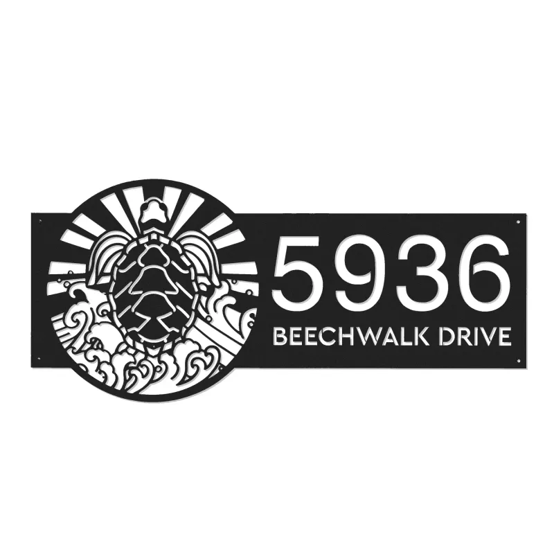 Custom Metal Sea Turtle Metal Address Sign, House number, Outdoor Number Signage, Yard Sign Address Plate