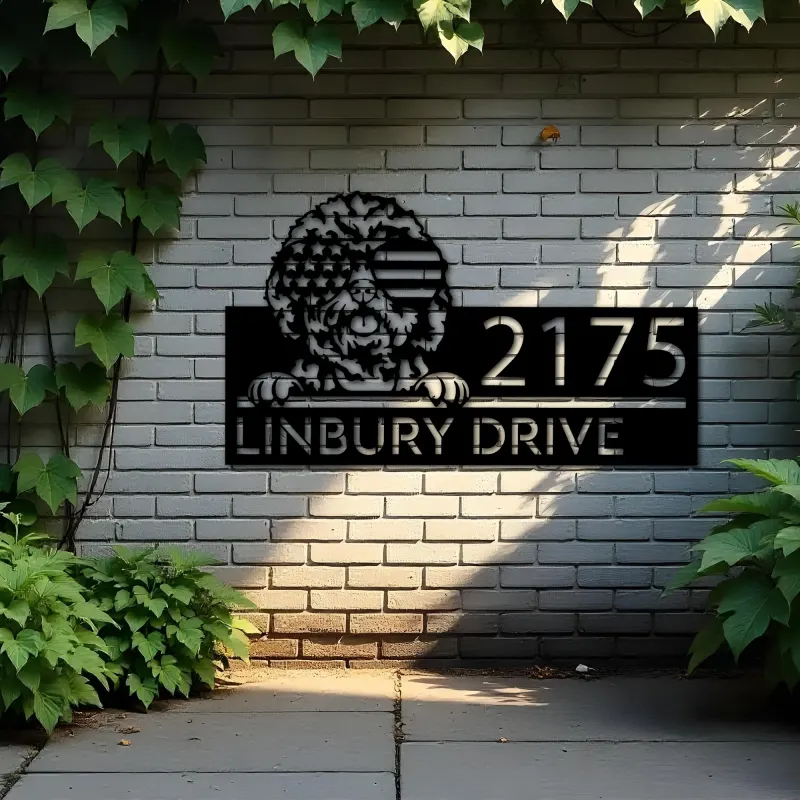 Custom Metal Cavapoo dog US flag glasses Metal Address Sign House number Hanging Address Plaque Yard Sign Outdoor decor