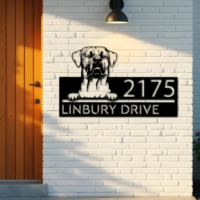 Custom Metal Tosa inu dog Puppy Metal Address Sign House number Hanging Address Plaque Yard Sign Outdoor decor