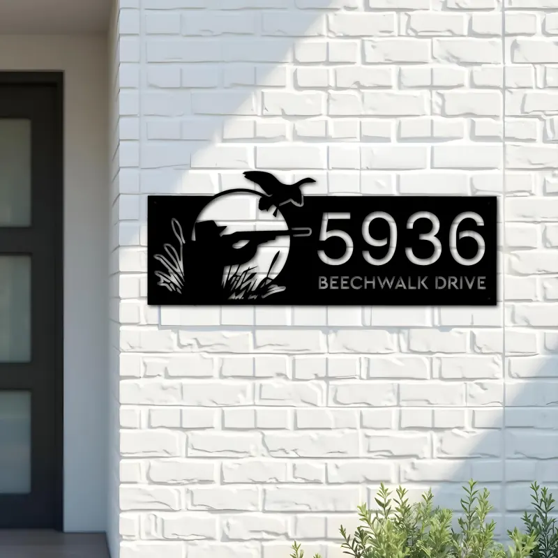 Custom Metal Duck hunting Metal Address Sign, House number, Outdoor Number Signage, Yard Sign Address Plate