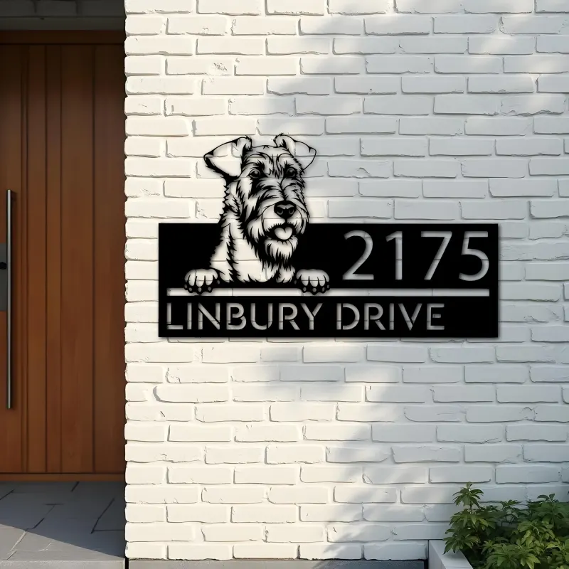 Custom Metal Irish terrier dog Puppy Metal Address Sign House number Hanging Address Plaque Yard Sign Outdoor decor
