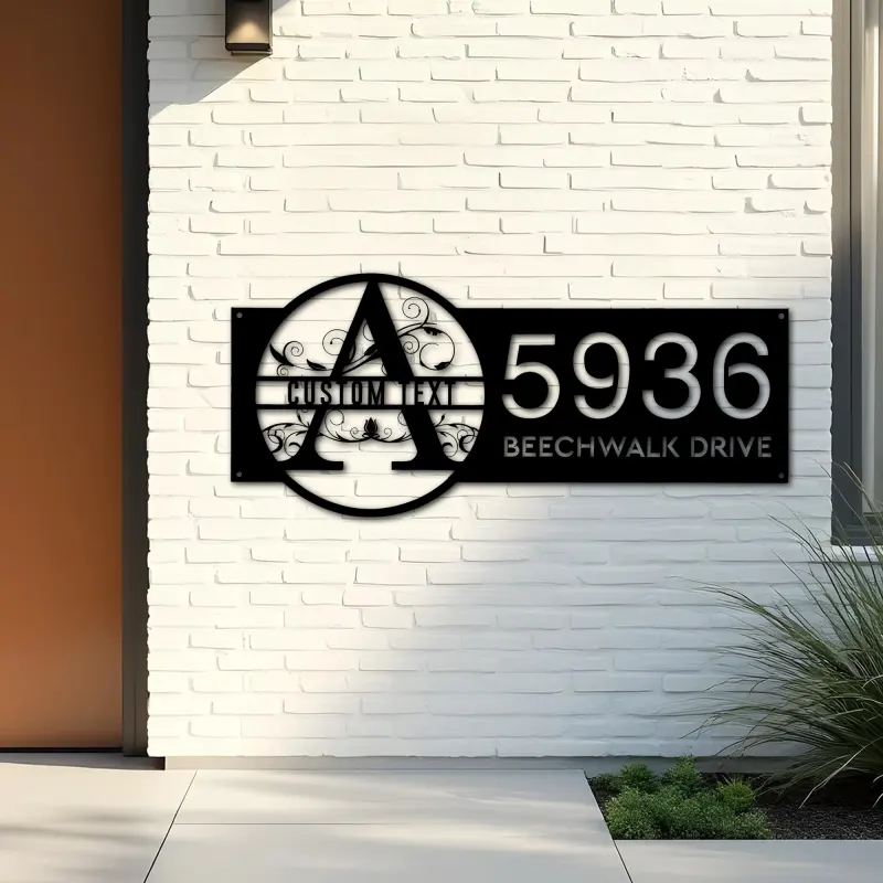 Custom Metal Family name Split Letter Monogram Metal Address Sign, House number, Outdoor Number Signage, Yard Sign Address Plate
