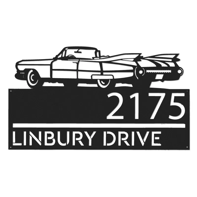 Custom Metal Old car Metal Address Sign, House number, Outdoor Number Signage, Yard Sign Address Plate