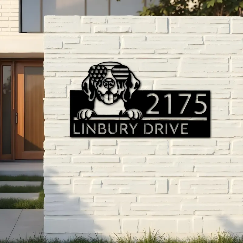 Custom Metal German Shorthaired Pointer dog Metal Address Sign House number Hanging Address Plaque Yard Sign Outdoor decor