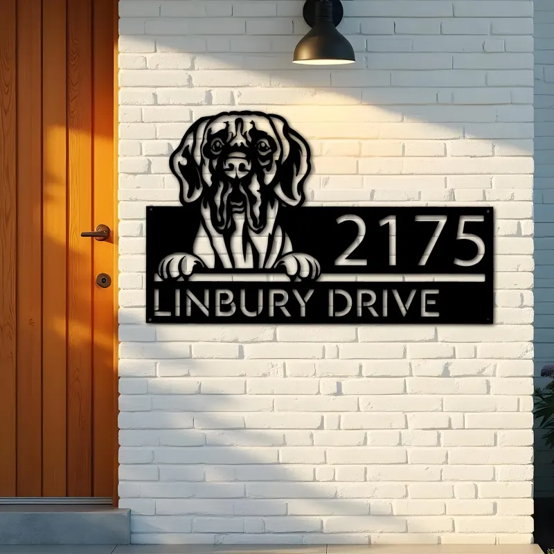Custom Metal Great Dane dog Cute puppy Metal Address Sign House number Hanging Address Plaque Yard Sign Outdoor decor