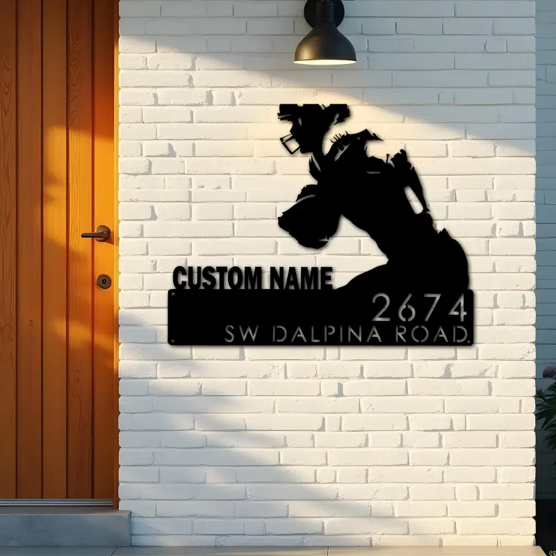 Custom Metal Football Player Custom Name Metal Address Sign, House number, Outdoor Number Signage, Yard Sign Address Plate