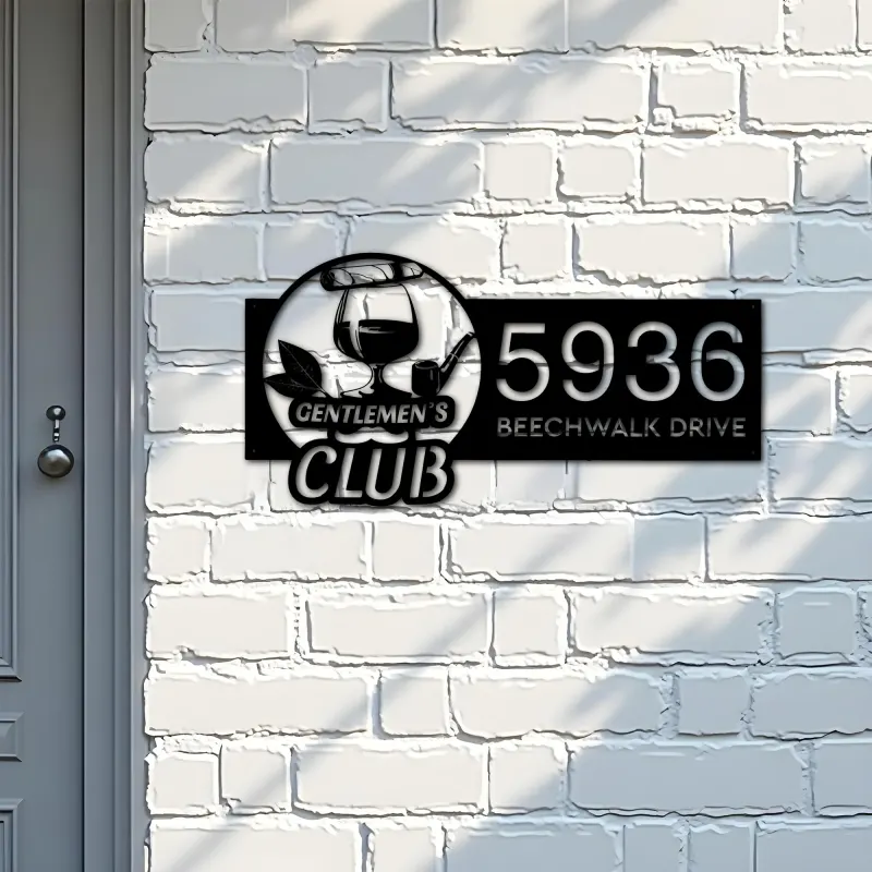 Custom Metal Gentlemen 39 s club bar man cave Metal Address Sign Custom House number Hanging Address Plaque Yard Sign Outdoor