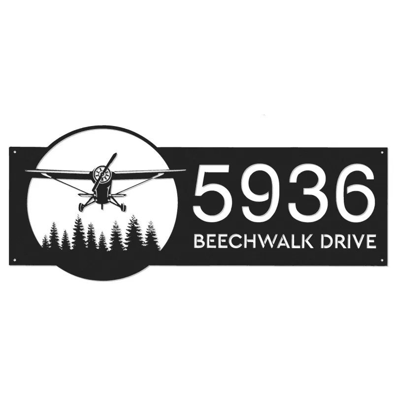 Custom Metal Airplane pilot Metal Address Sign, House number, Outdoor Number Signage, Yard Sign Address Plate