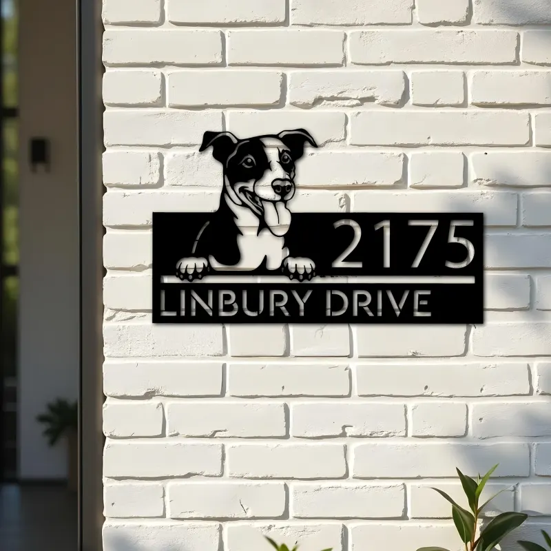 Custom Metal Jack Russell Terrier dog Puppy Metal Address Sign House number Hanging Address Plaque Yard Sign Outdoor decor