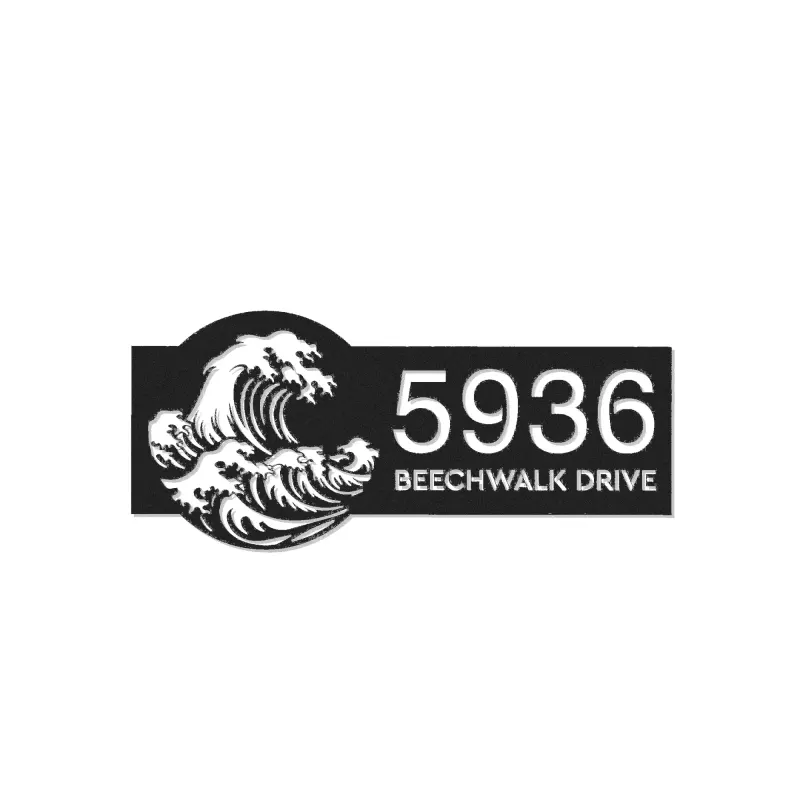 Custom Metal Wave Metal Address Sign, House number, Outdoor Number Signage, Yard Sign Address Plate