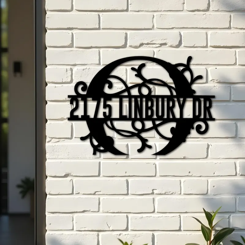 Custom Metal Floral Monogram Split Letter O Metal Address Sign House number Hanging Address Plaque Yard Sign Outdoor decor