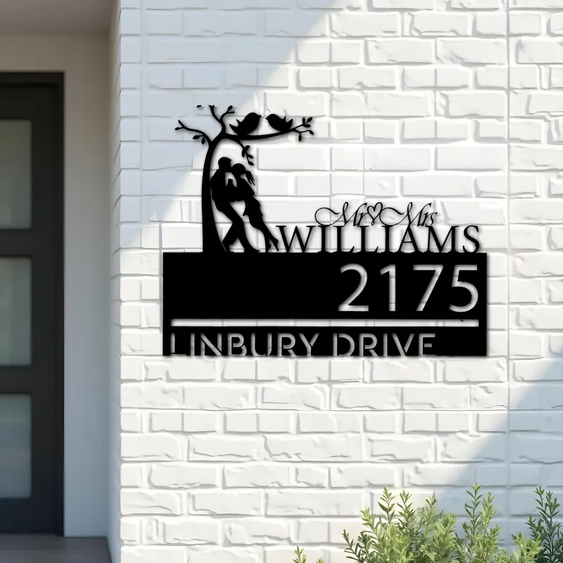 Custom Metal Couple lovers custom name Metal Address Sign, House number, Outdoor Number Signage, Yard Sign Address Plate