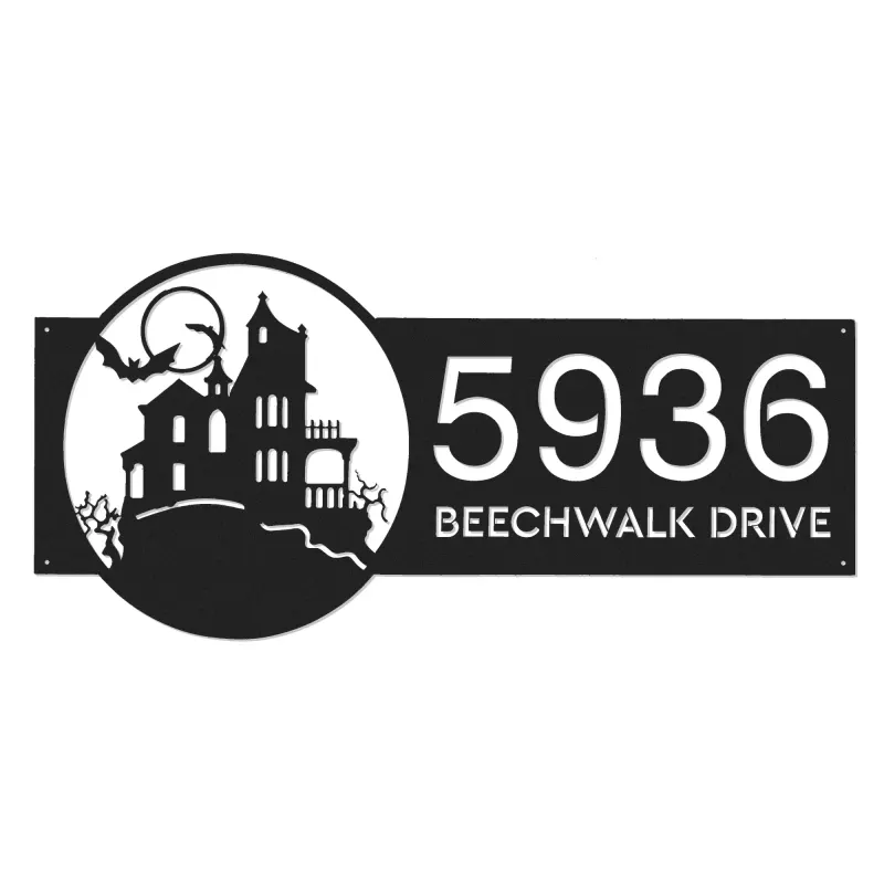 Custom Metal Halloween house Metal Address Sign, House number, Outdoor Number Signage, Yard Sign Address Plate
