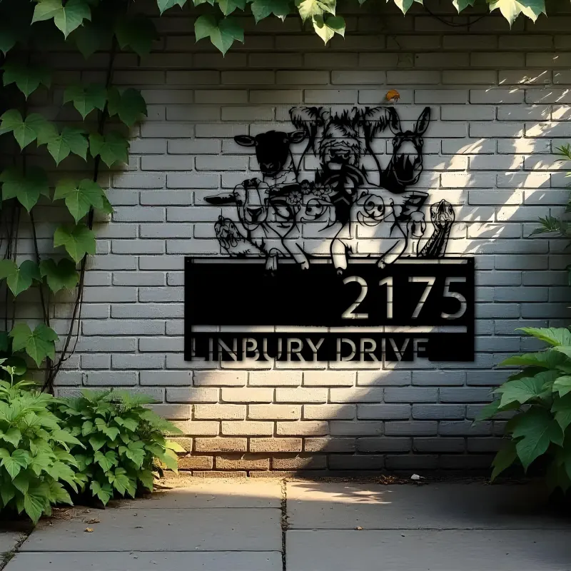 Custom Metal farm animals farmhouse ranch Metal Address Sign, House number, Outdoor Number Signage, Yard Sign Address Plate
