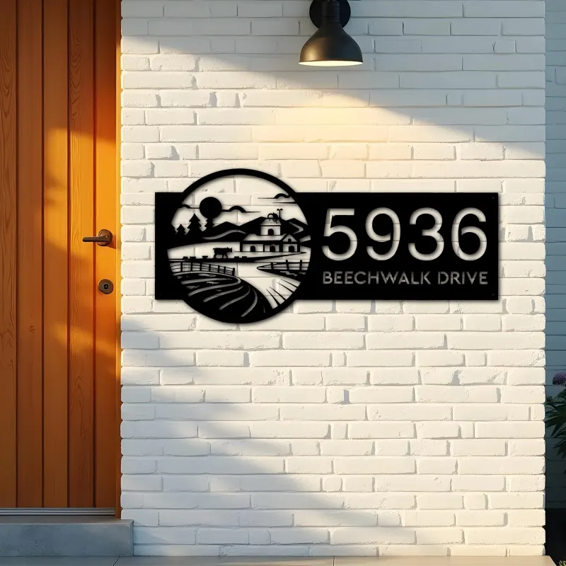 Custom Metal Farm barn ranch farmer countryside Metal Address Sign Custom House number Hanging Address Plaque Yard Sign Outdoor
