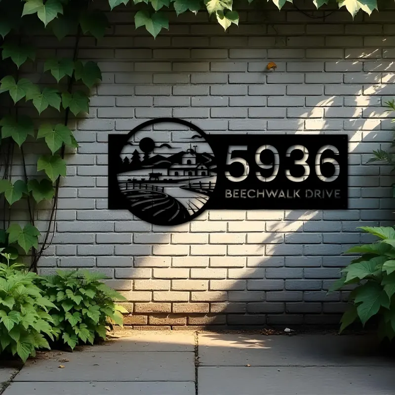 Custom Metal Farm barn ranch farmer countryside Metal Address Sign Custom House number Hanging Address Plaque Yard Sign Outdoor