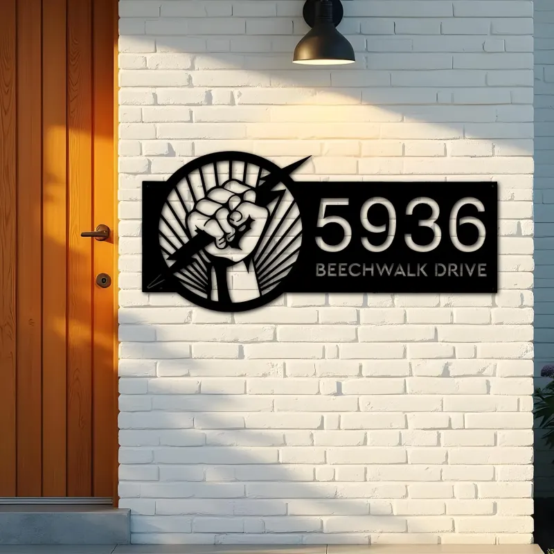 Custom Metal Electrician electrical engineer Metal Address Sign, House number, Outdoor Number Signage, Yard Sign Address Plate