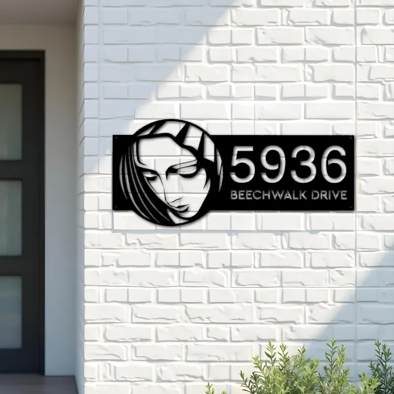 Custom Metal Virgin Mary Christian Metal Address Sign, House number, Outdoor Number Signage, Yard Sign Address Plate