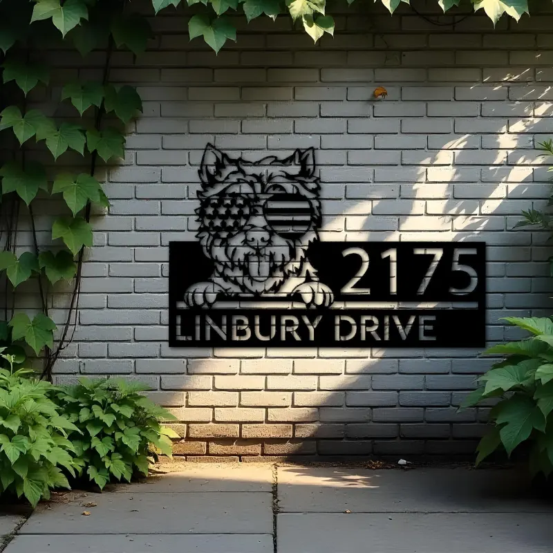 Custom Metal West Highland White Terrier dog Metal Address Sign House number Hanging Address Plaque Yard Sign Outdoor decor