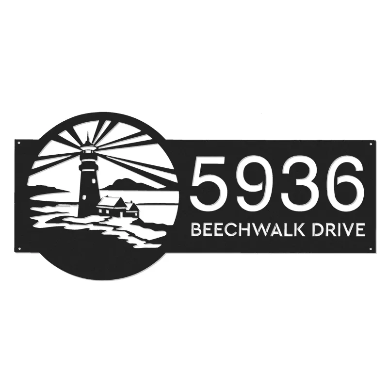 Custom Metal Lighthouse Metal Address Sign, House number, Outdoor Number Signage, Yard Sign Address Plate002