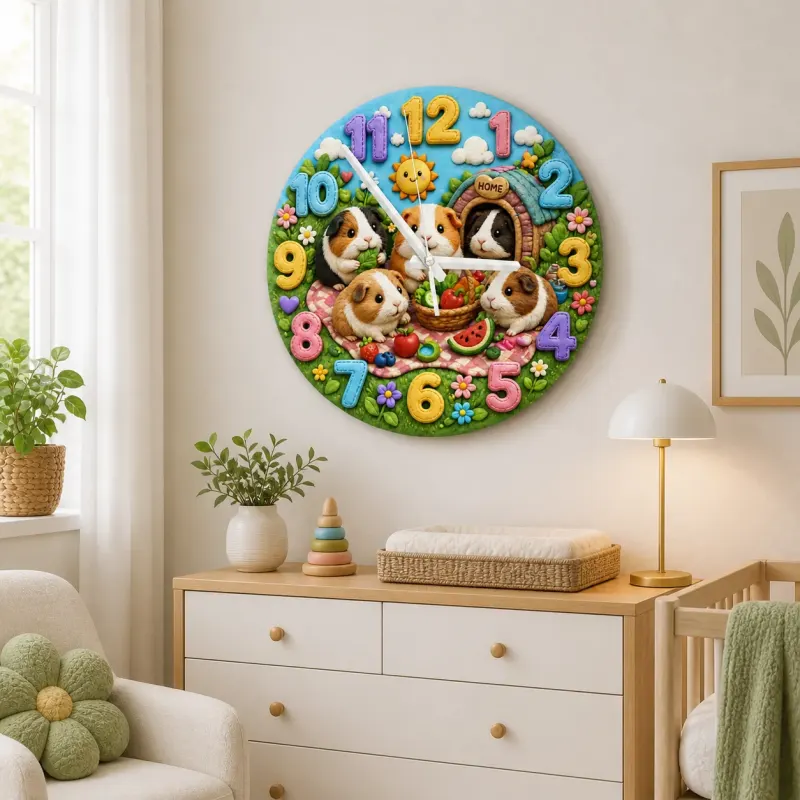 Guinea Pig Picnic Kids Room Wall Clock