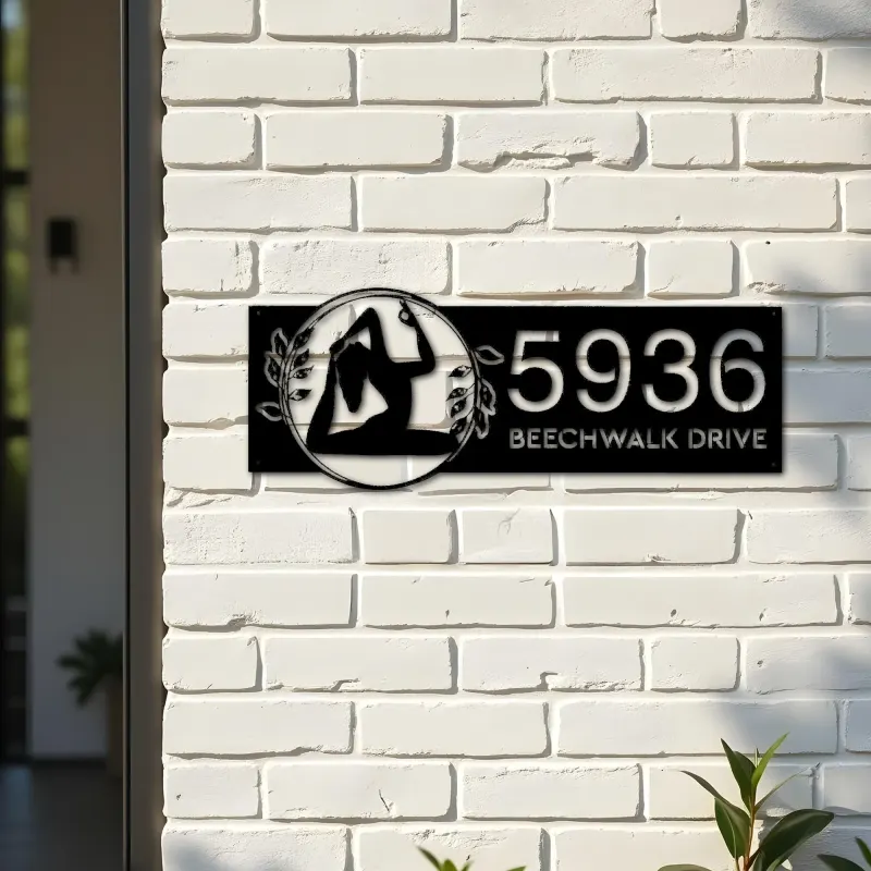 Custom Metal Yoga Meditation Metal Address Sign Custom House number Hanging Address Plaque Yard Sign Outdoor