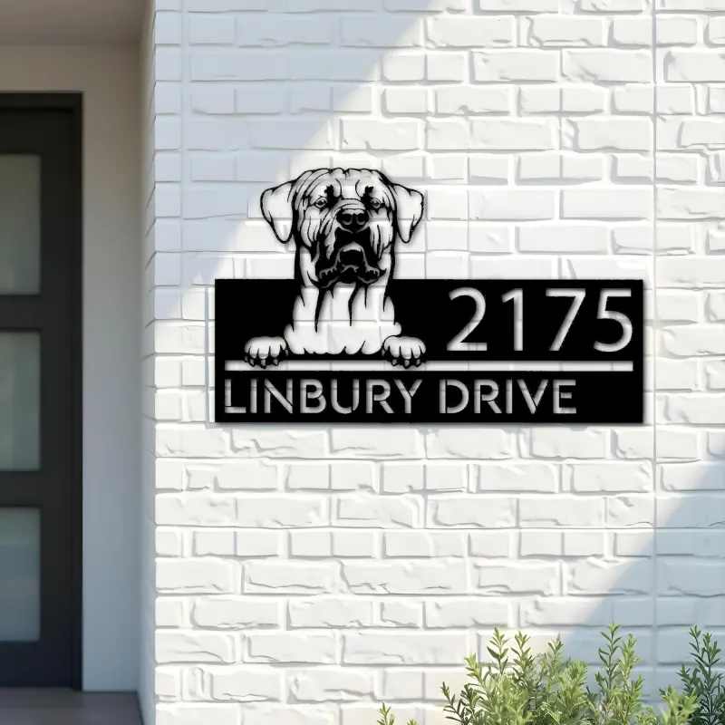 Custom Metal Tosa inu dog Puppy Metal Address Sign House number Hanging Address Plaque Yard Sign Outdoor decor