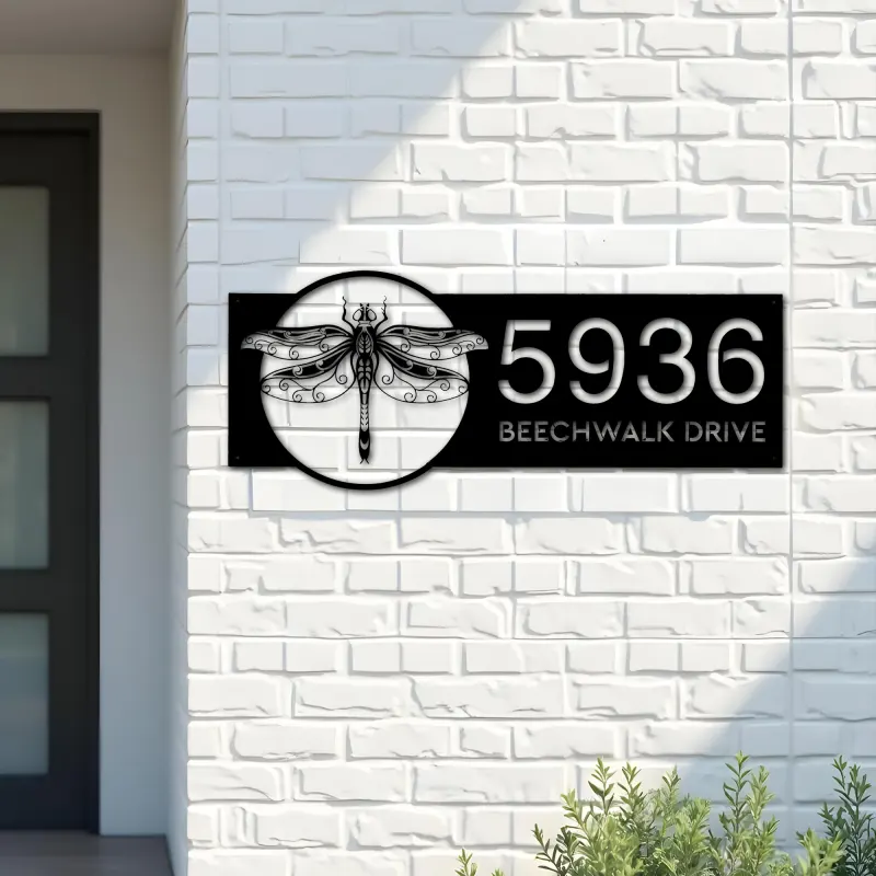 Custom Metal Dragonfly Metal Address Sign, House number, Outdoor Number Signage, Yard Sign Address Plate