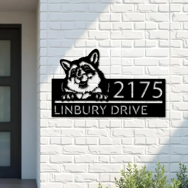 Custom Metal Peeking Fox Wild animal wildlife Metal Address Sign, House number, Outdoor Number Signage, Yard Sign Address Plate