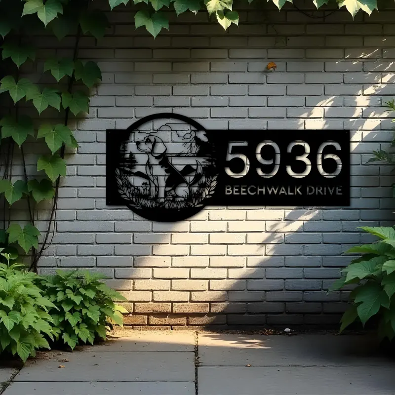 Custom Metal Beagle Cute dog puppy Metal Address Sign, House number, Outdoor Number Signage, Yard Sign Address Plate